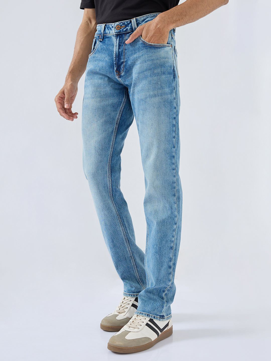 Men Rover Jeans Regular Fit Vintage Blue Mid Rise