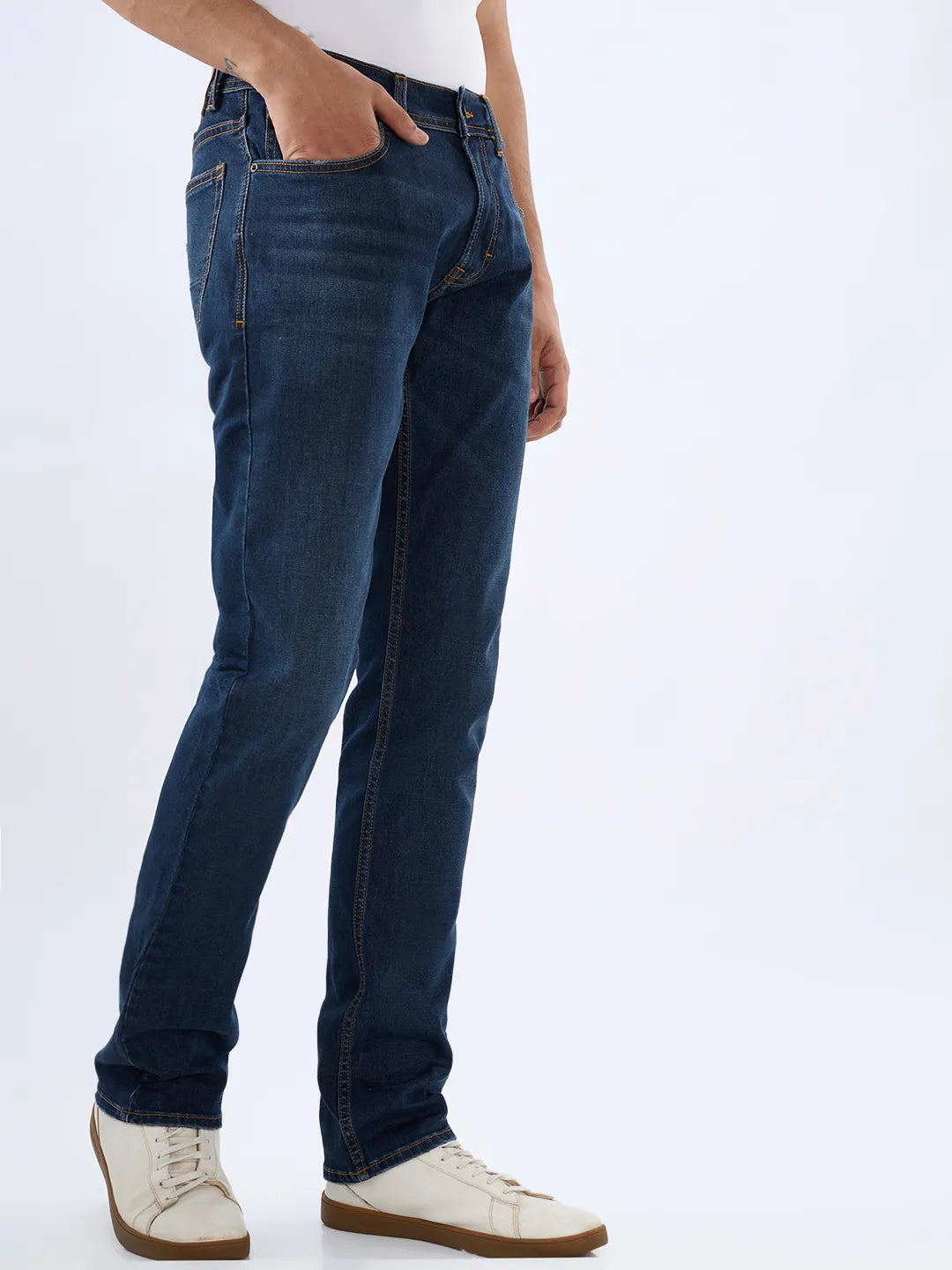 Men Rover Jeans Regular Fit Dark Blue Mid Rise