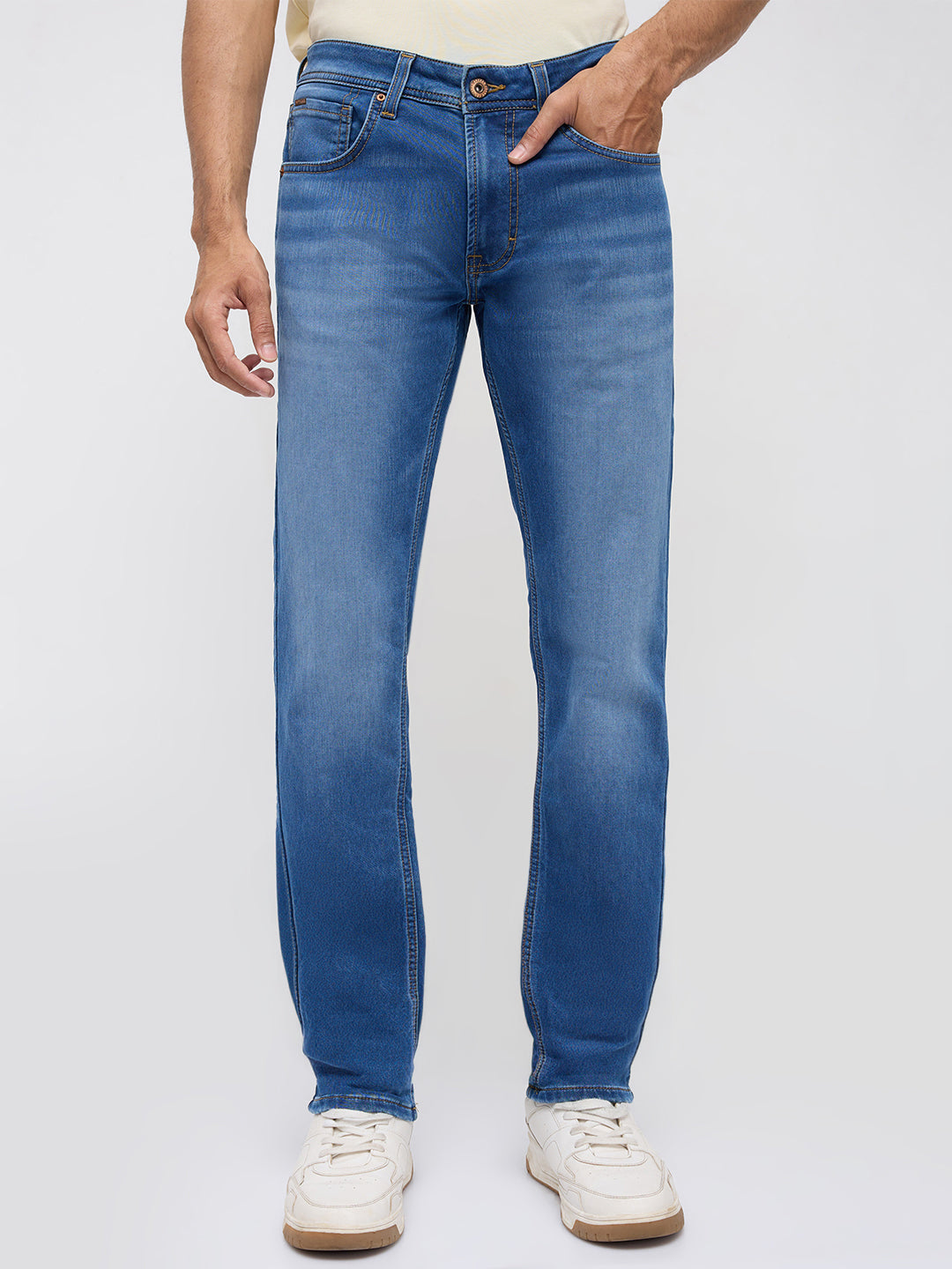 Men Rover Jeans Regular Fit Mid Blue Mid Rise