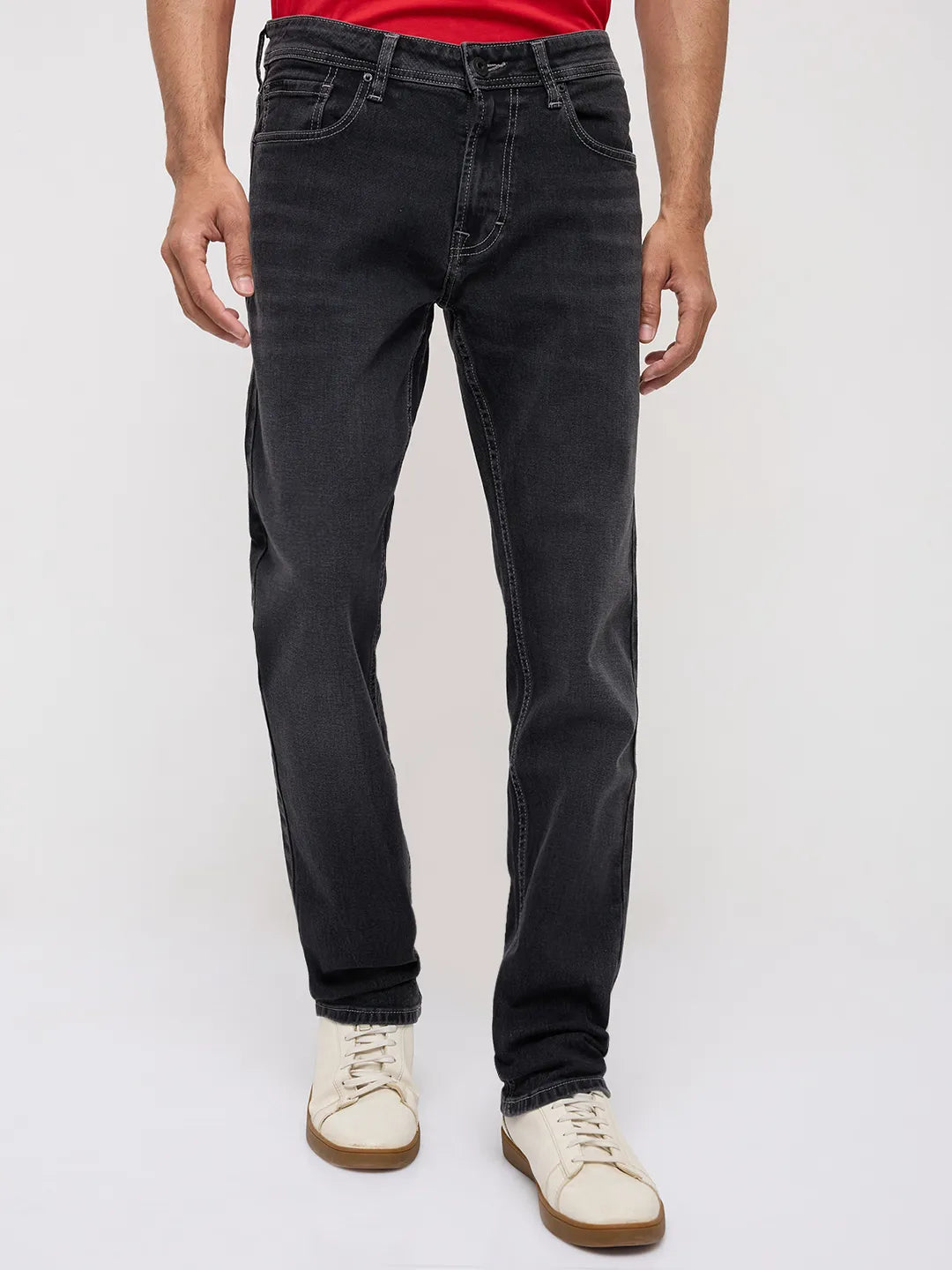 Men Rover Jeans Regular Fit Black Mid Rise