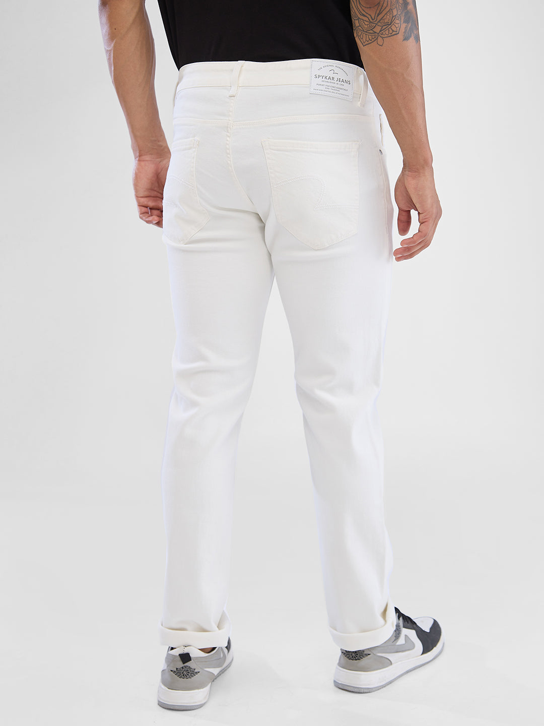 Spykar White Regular Jeans For Men