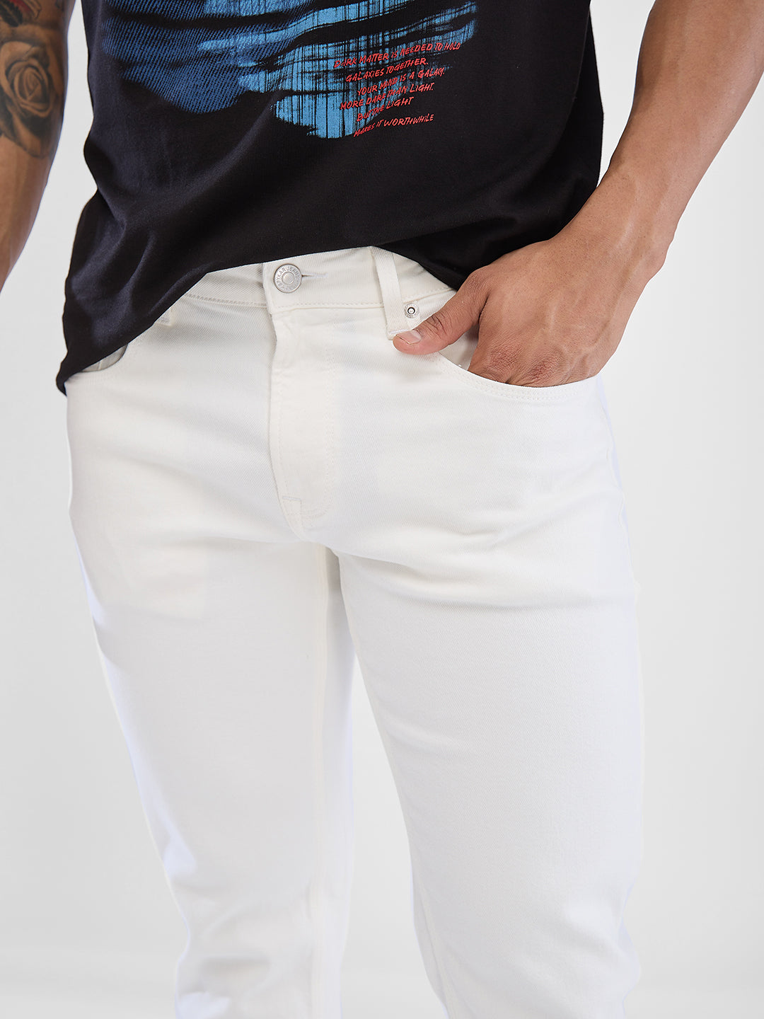 Spykar White Regular Jeans For Men