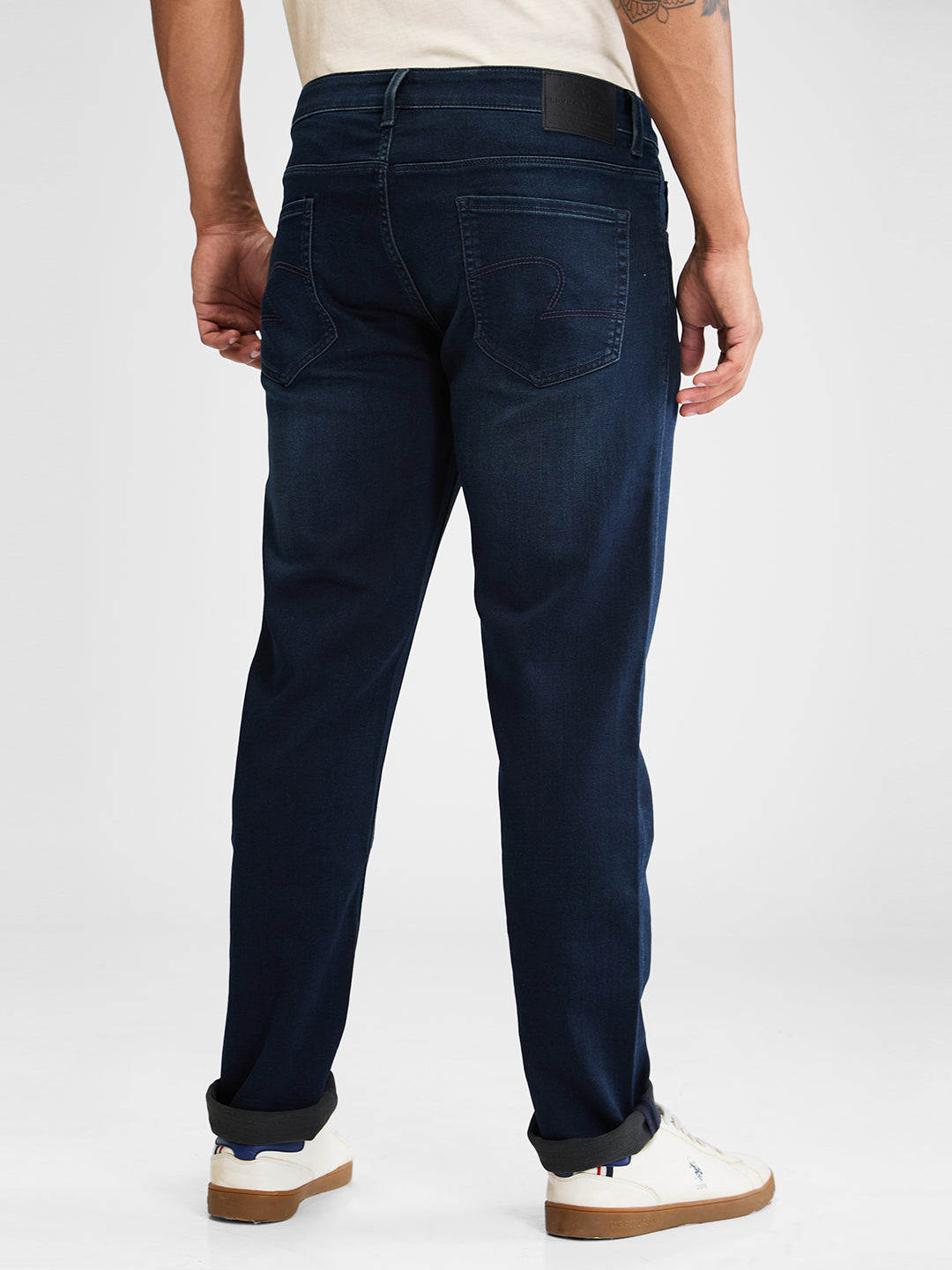 Spykar Blue Regular Fit Mid Rise Jeans For Men