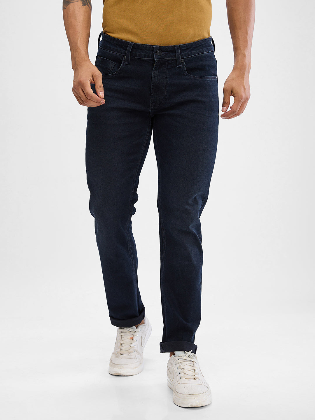 Spykar Dark Indigo Regular Jeans For Men