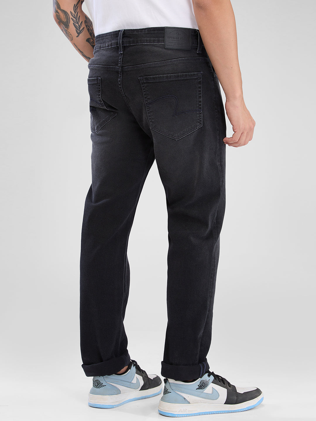 Spykar Carbon Black Regular Jeans For Men