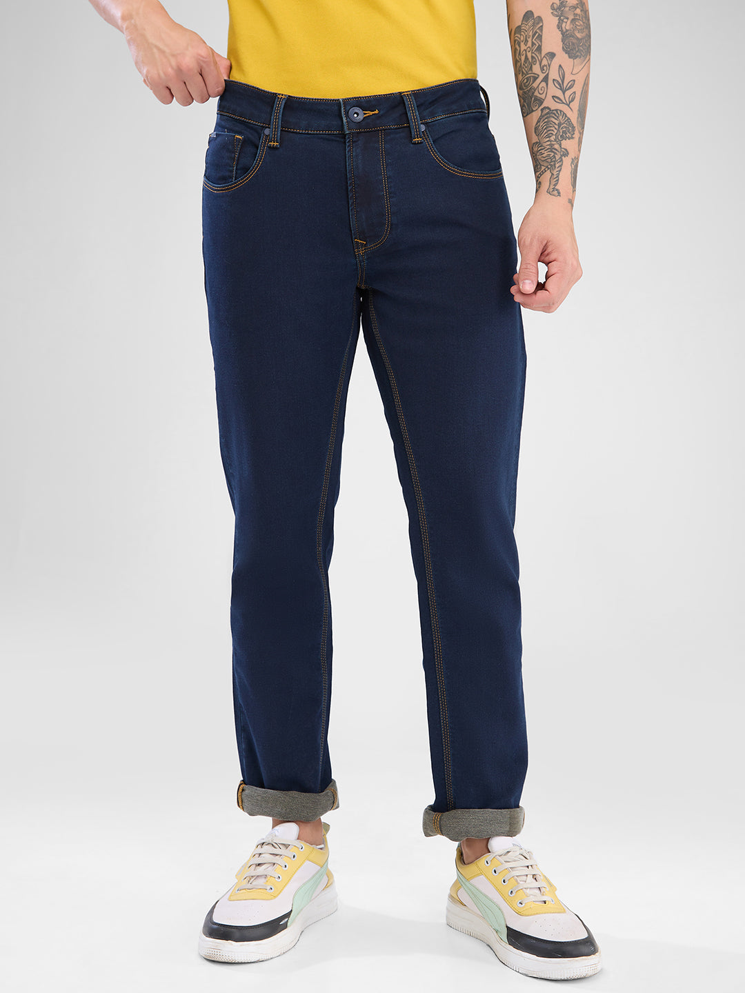 Spykar Raw Blue Regular Jeans For Men