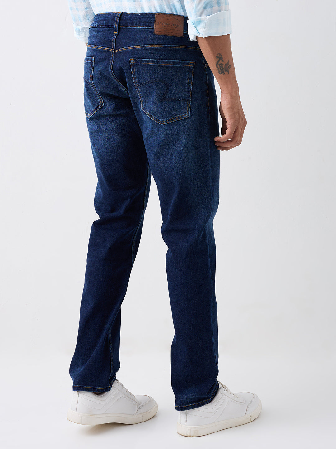 Spykar Dark Blue Mid Rise Regular Fit Casual Jeans For Men
