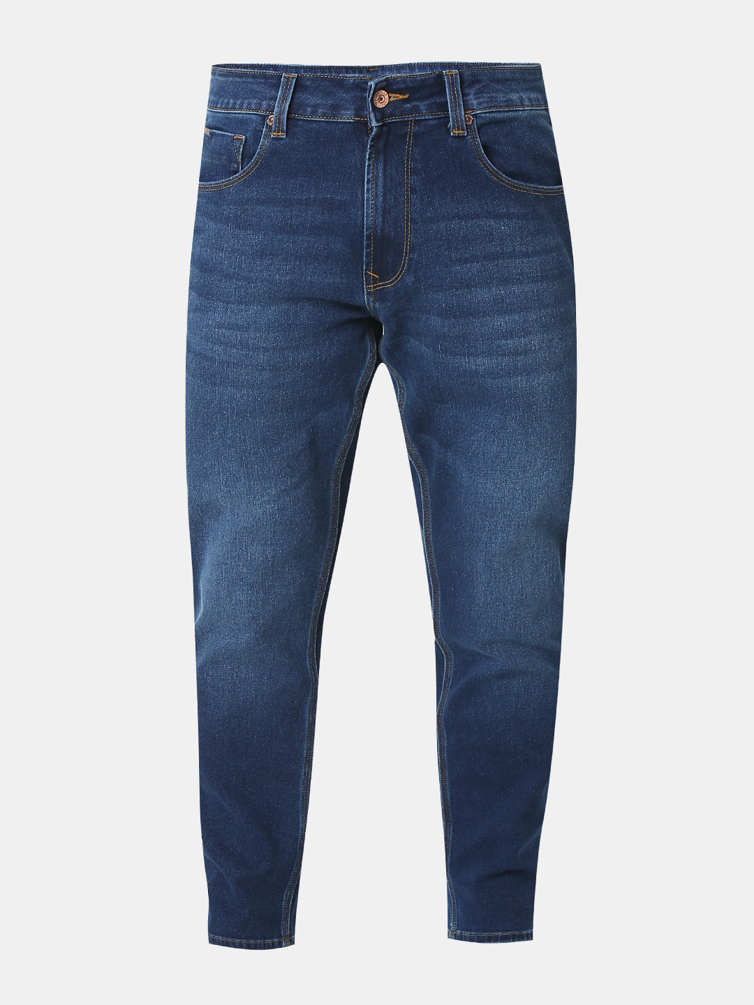 Spykar Dark Blue Mid Rise Regular Fit Jeans For Men