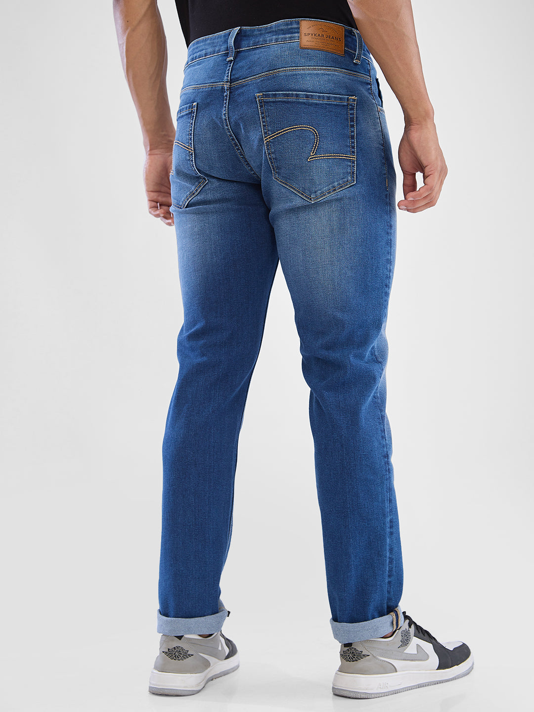 Spykar Mid Blue Regular Jeans For Men