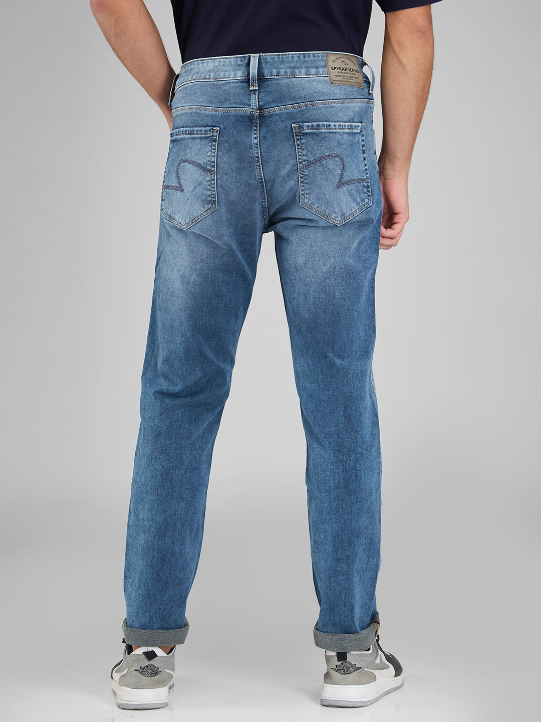 Spykar Gray Regular Fit Mid Rise Jeans For Men