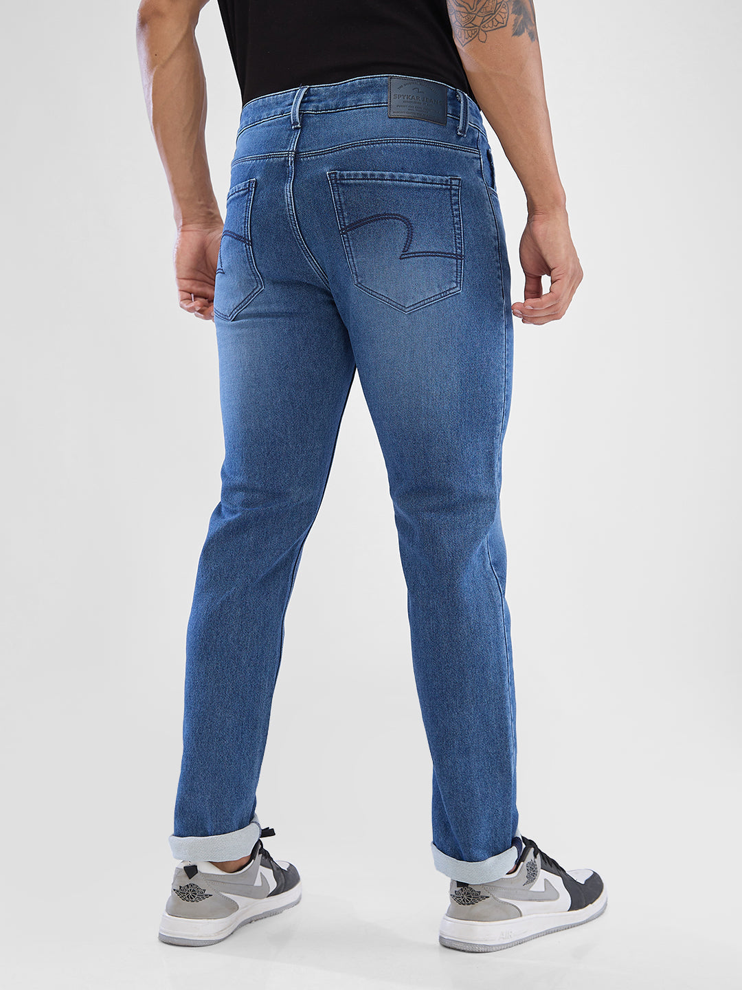 Spykar Mid Blue Regular Jeans For Men