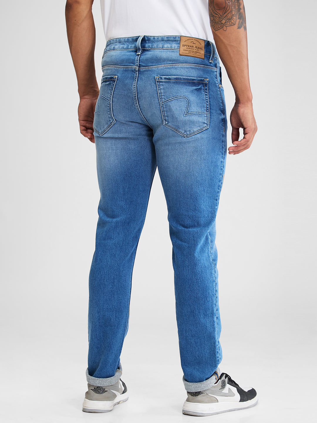 Spykar Blue Regular Fit Mid Rise Jeans For Men