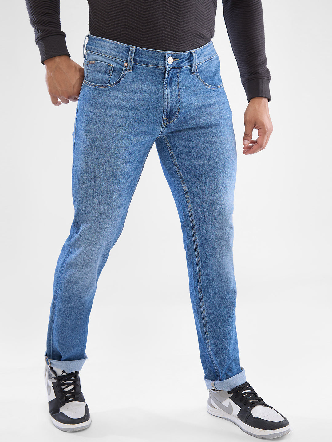 Spykar Light Blue Regular Jeans For Men