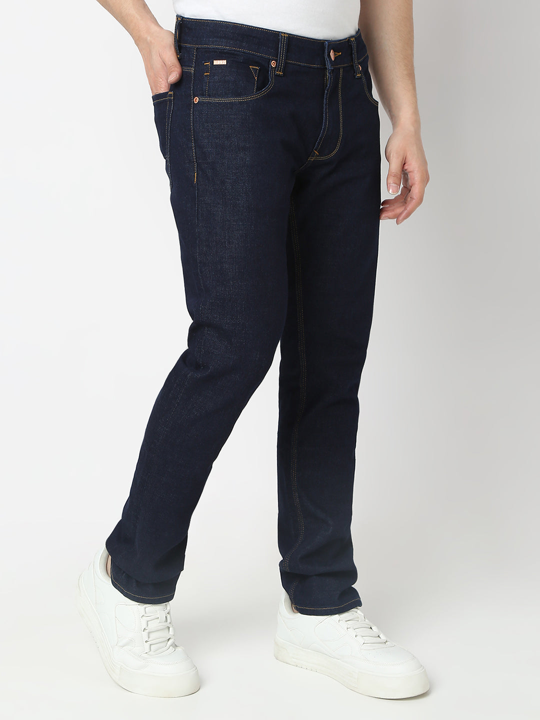 Spykar Raw Blue Regular Fit Mid Rise Jeans For Men