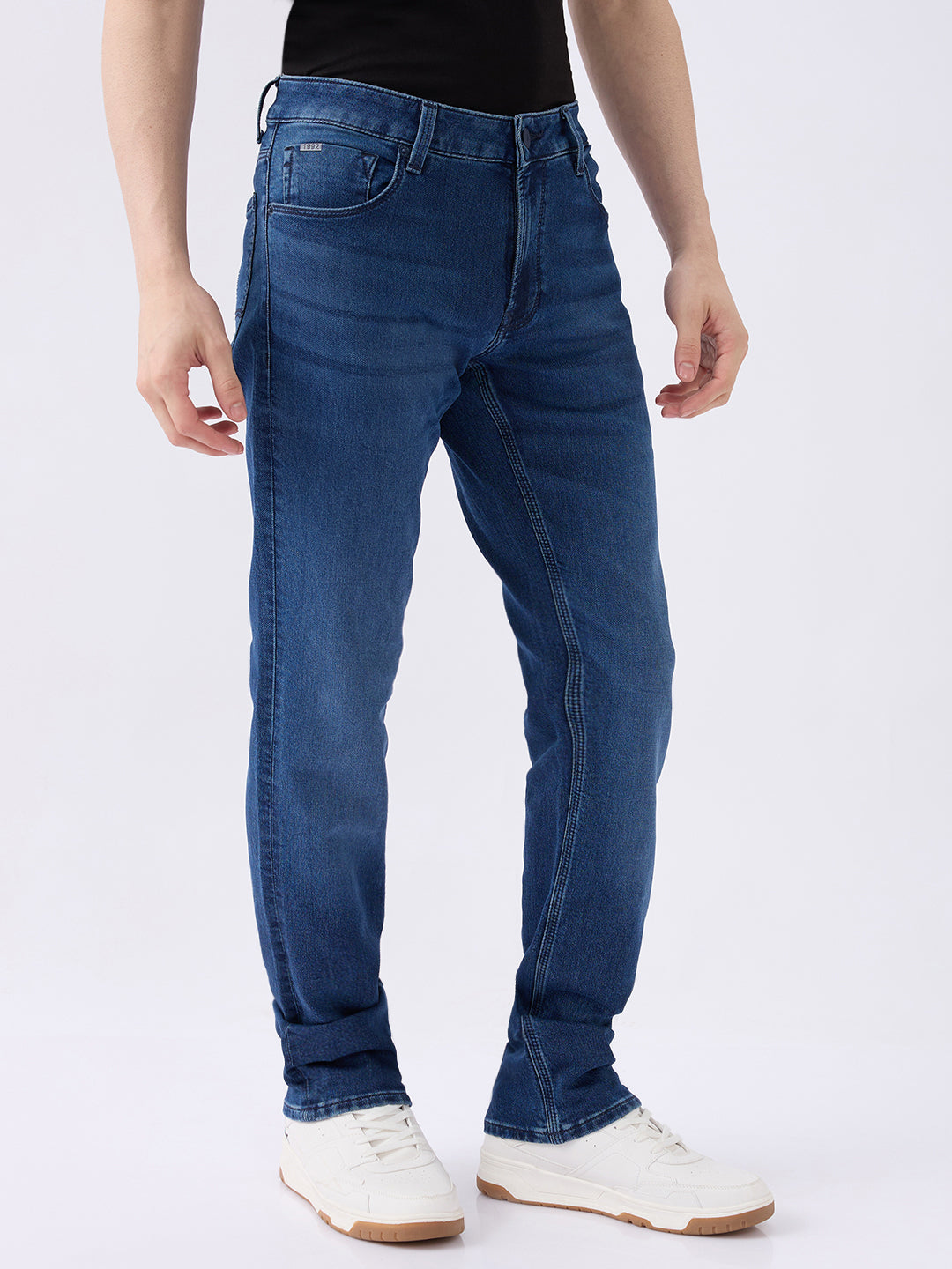 Spykar Dark Blue Mid Rise Regular Fit Casual Jeans For Men
