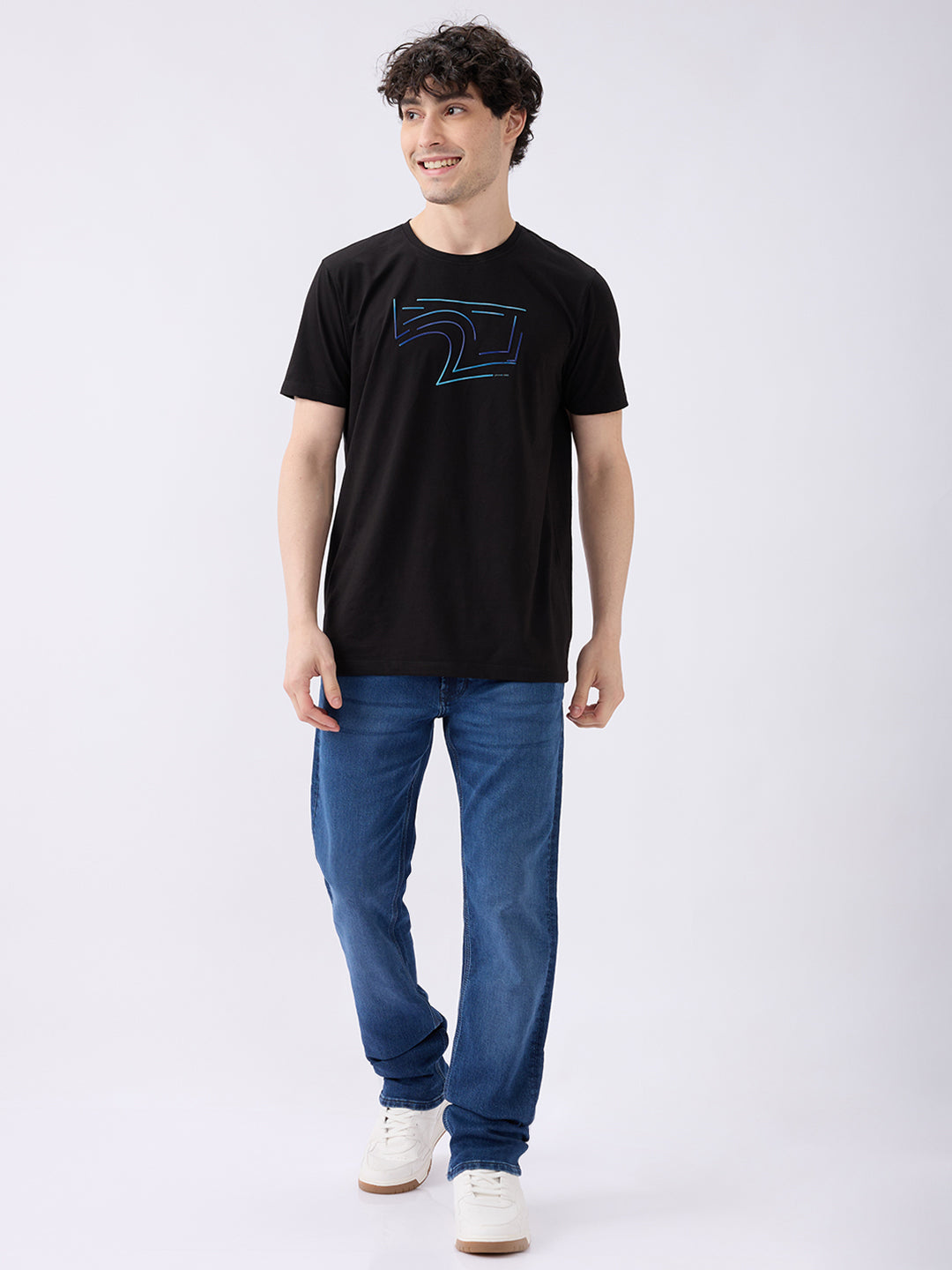 Spykar Dark Blue Mid Rise Regular Fit Casual Jeans For Men