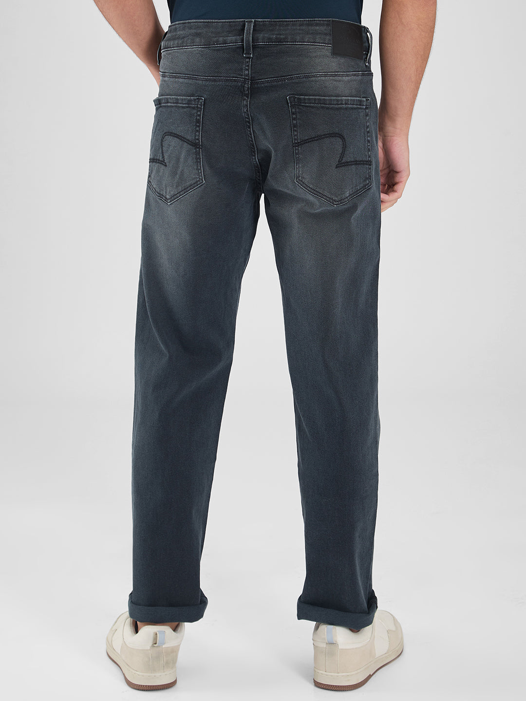 Spykar Gray Regular Fit Mid Rise Jeans For Men