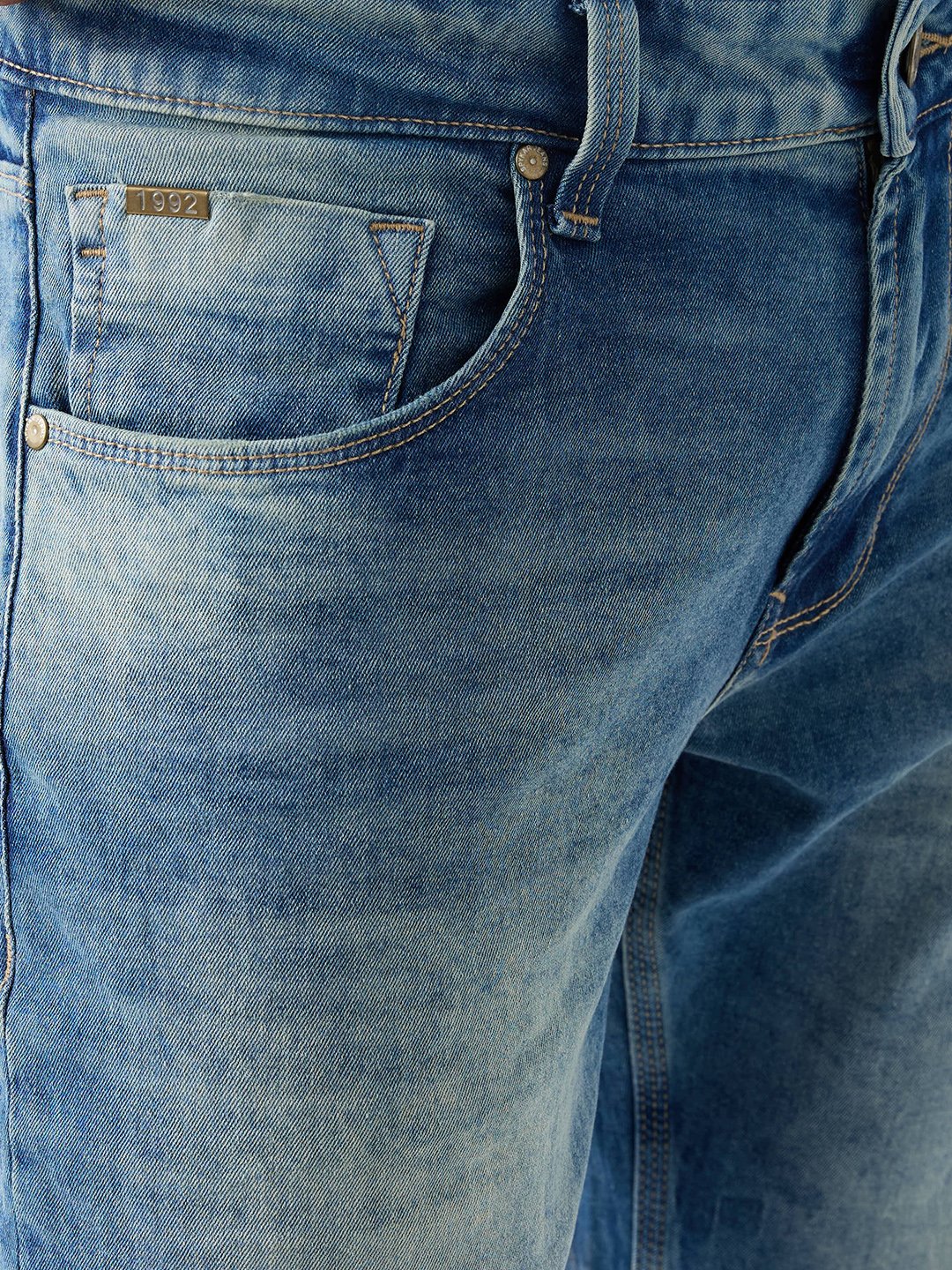 Spykar Vintage Blue Mid Rise Regular Fit Casual Jeans For Men