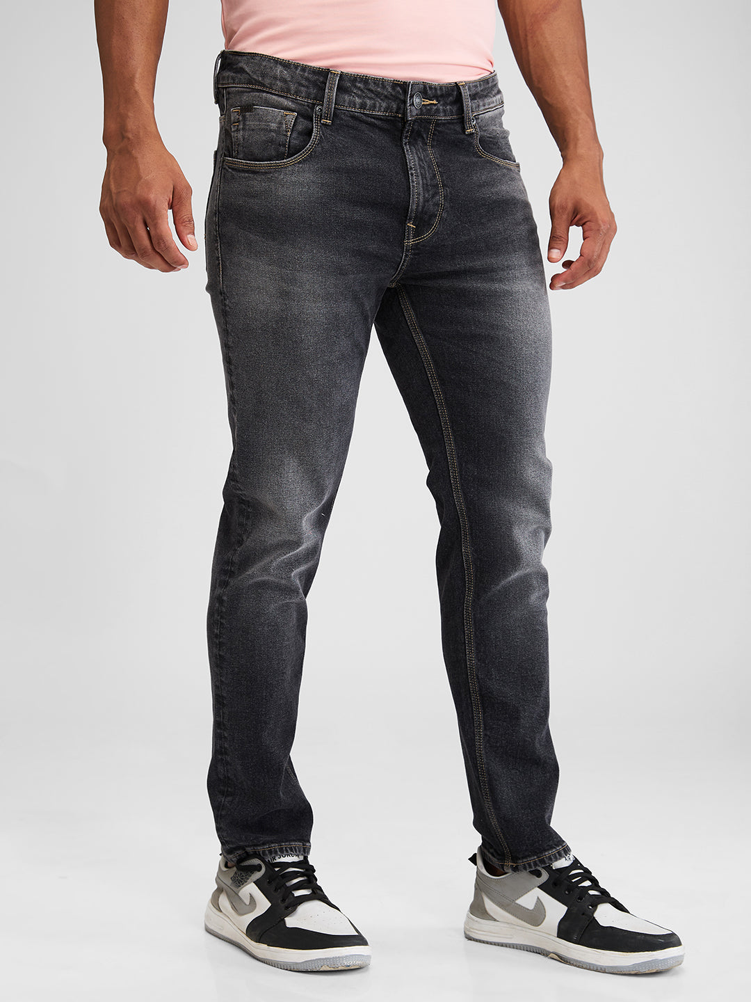 Spykar Black Regular Fit Mid Rise Jeans For Men