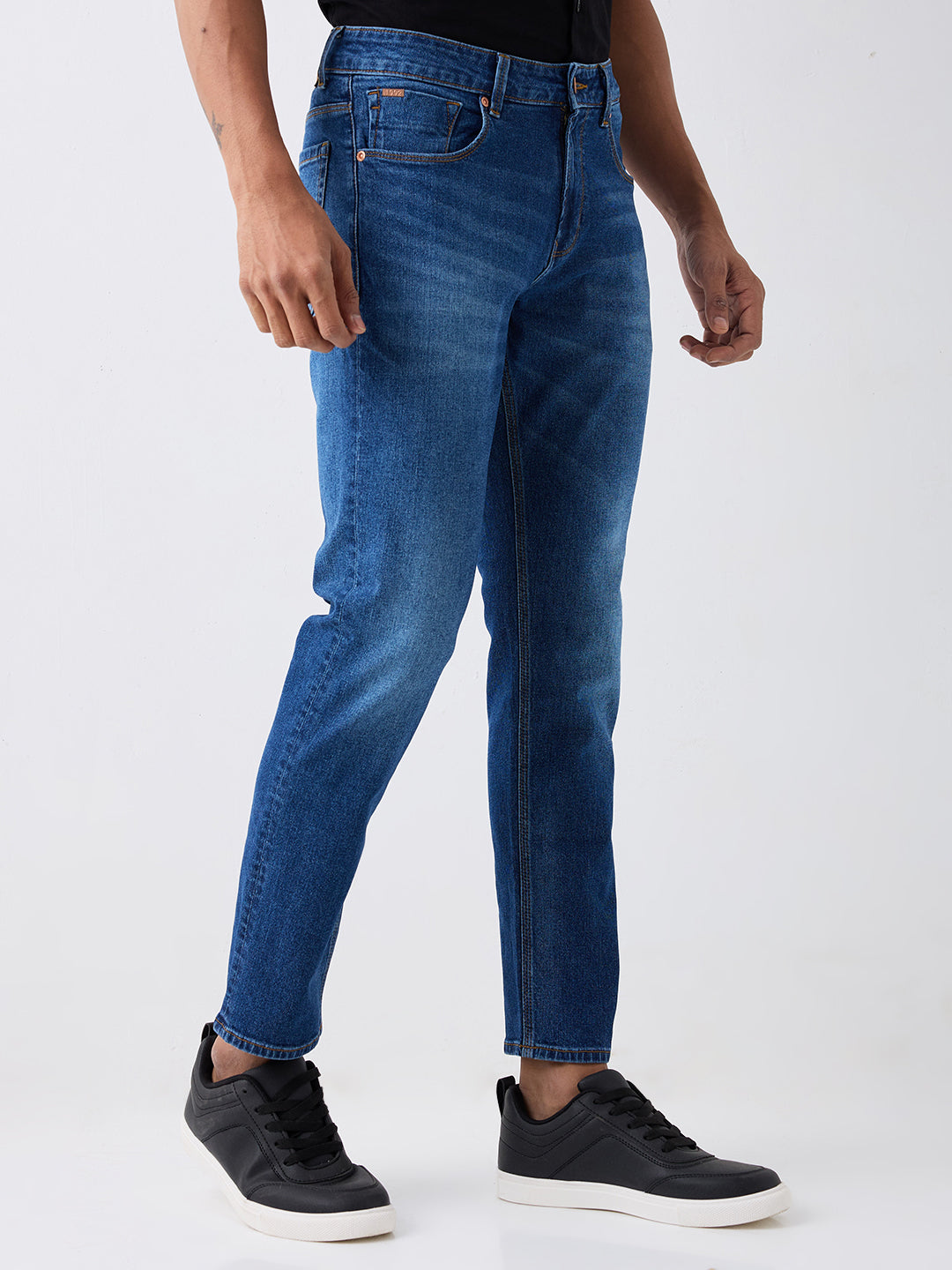 Spykar Mid Blue Mid Rise Regular Fit Casual Jeans For Men