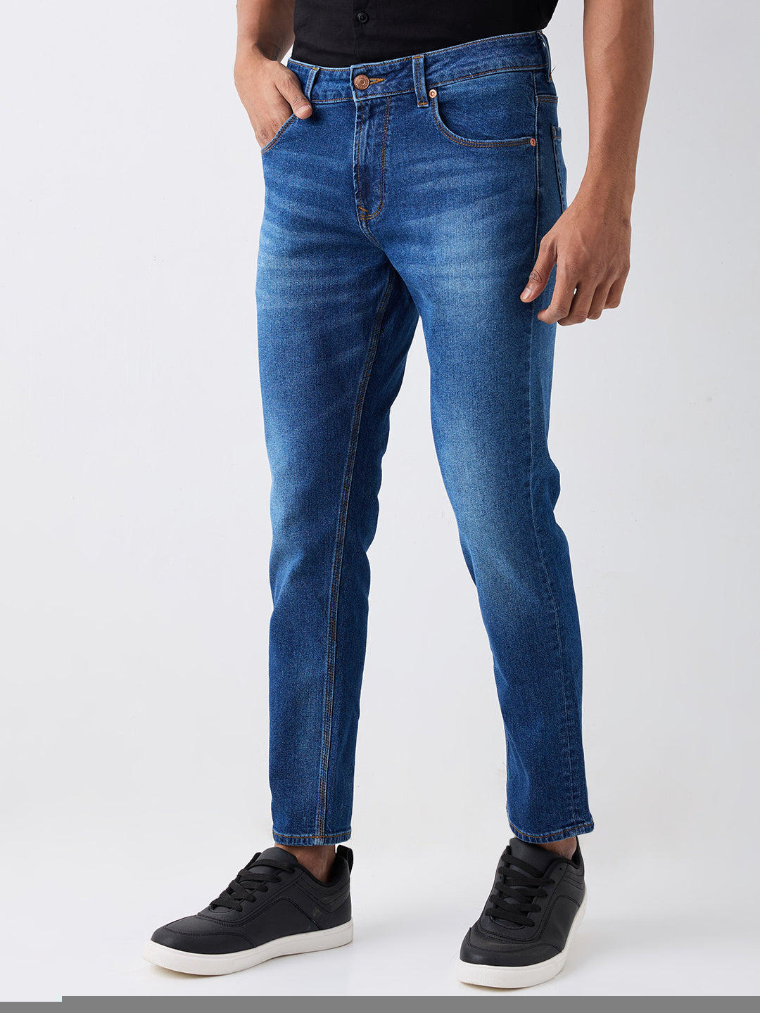 Spykar Mid Blue Mid Rise Regular Fit Casual Jeans For Men