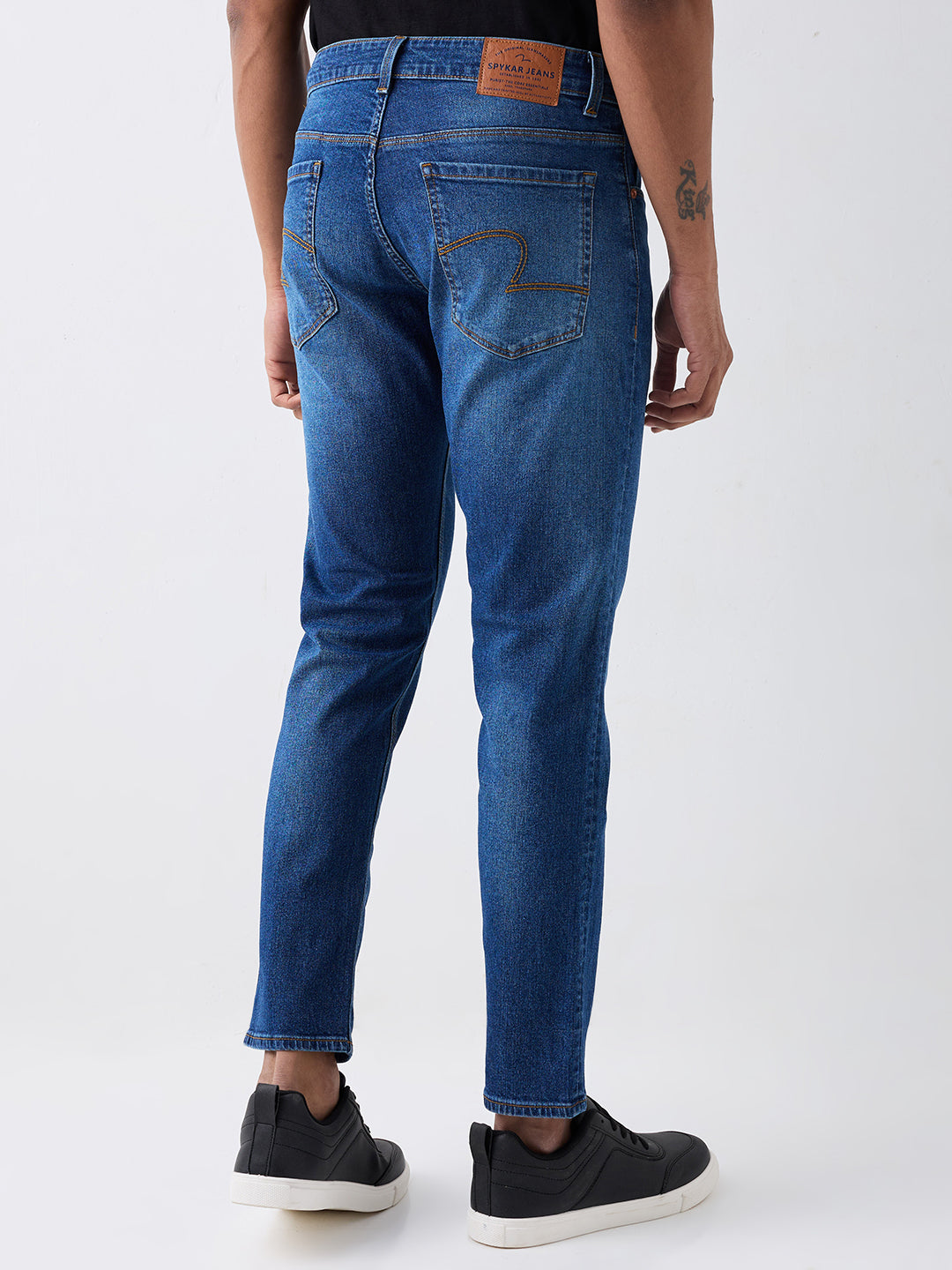 Spykar Mid Blue Mid Rise Regular Fit Casual Jeans For Men