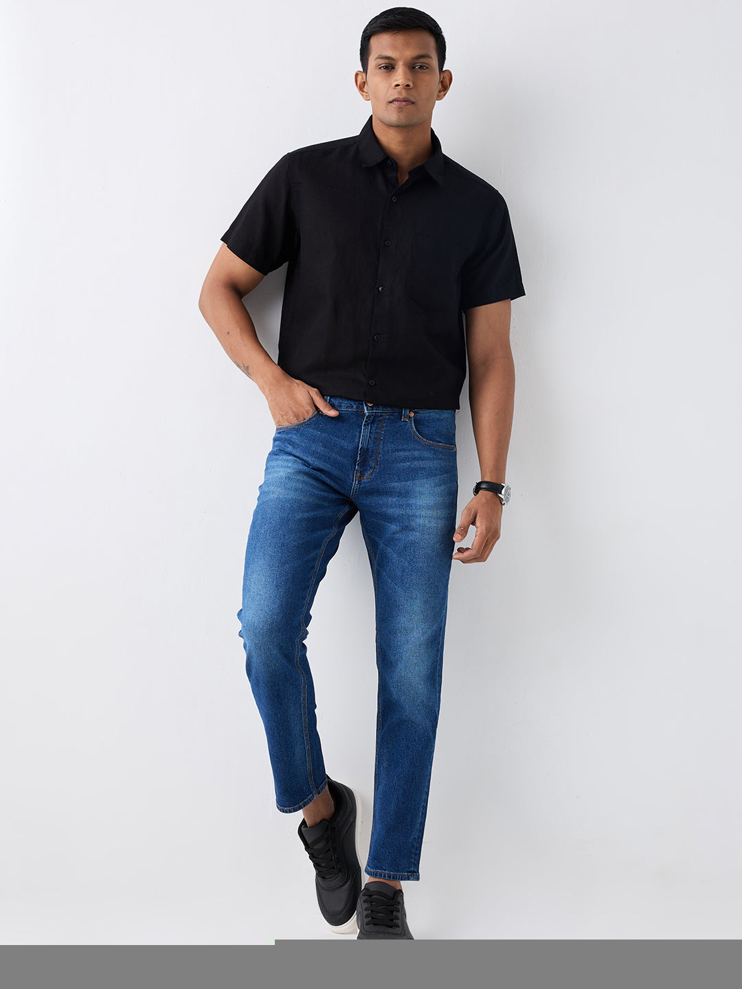 Spykar Mid Blue Mid Rise Regular Fit Casual Jeans For Men