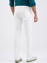 Men Jeans Regular Fit White Mid Rise