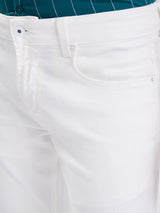 Men Jeans Regular Fit White Mid Rise
