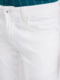 Men Jeans Regular Fit White Mid Rise
