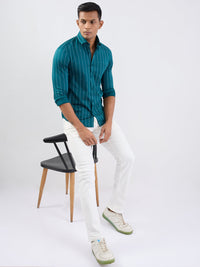 Men Jeans Regular Fit White Mid Rise