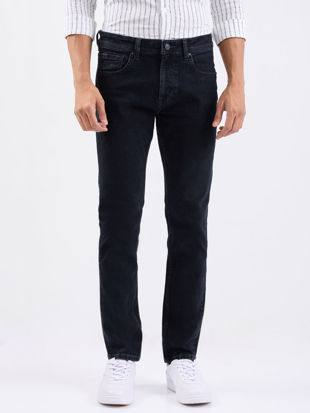 Spykar Carbon Black Mid Rise Regular Fit Casual Jeans For Men