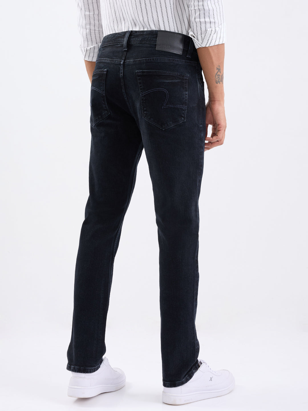 Men Jeans Regular Fit Black Mid Rise