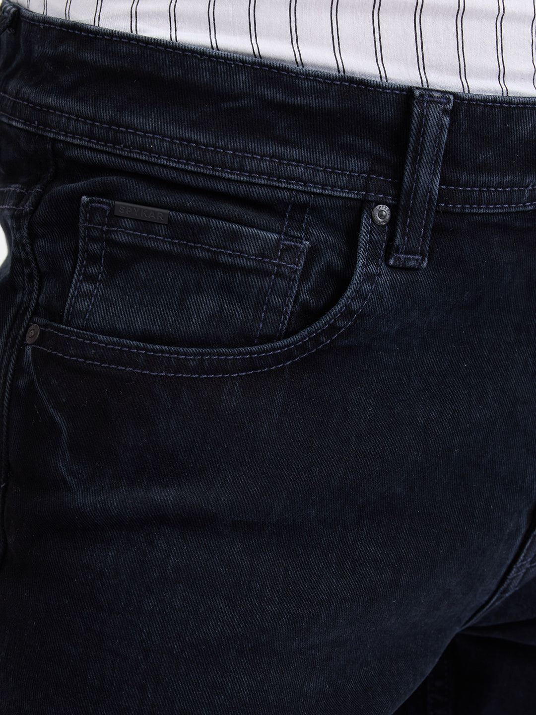 Spykar Carbon Black Mid Rise Regular Fit Casual Jeans For Men