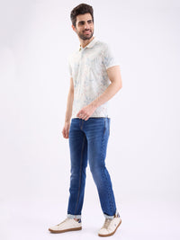 Men Jeans Regular Fit Dark Blue Mid Rise