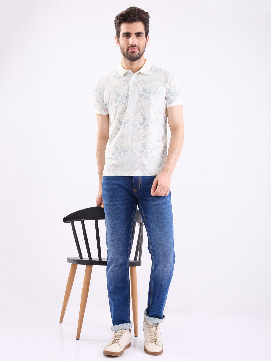 Men Jeans Regular Fit Dark Blue Mid Rise