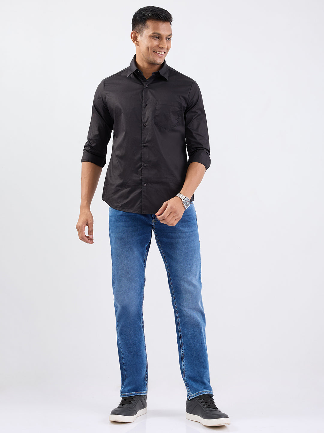 Spykar Mid Blue Mid Rise Regular Fit Casual Jeans For Men