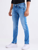 Men Jeans Regular Fit Light Blue Mid Rise