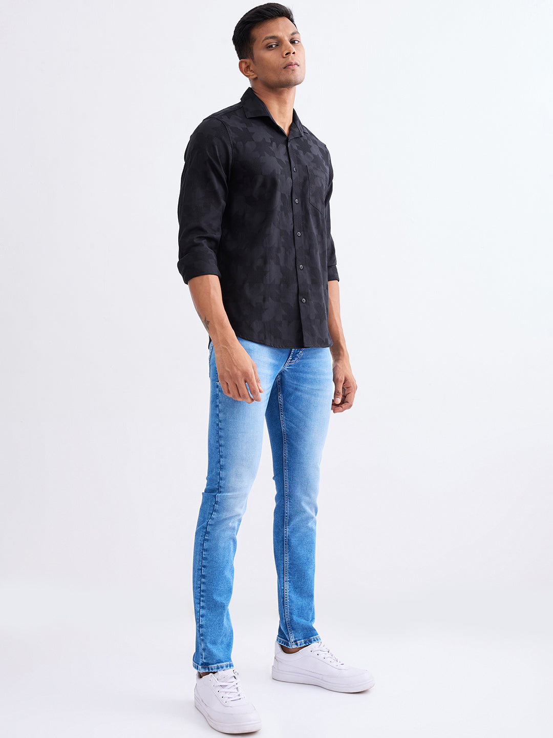 Spykar Light Blue Mid Rise Regular Fit Casual Jeans For Men