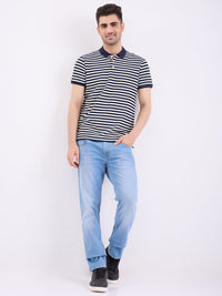 Men Jeans Regular Fit Light Blue Mid Rise