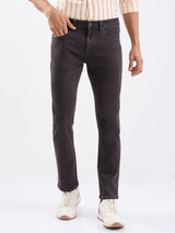 Men Jeans Regular Fit Brown Mid Rise