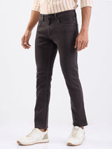 Men Jeans Regular Fit Brown Mid Rise
