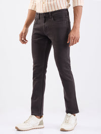 Men Jeans Regular Fit Brown Mid Rise