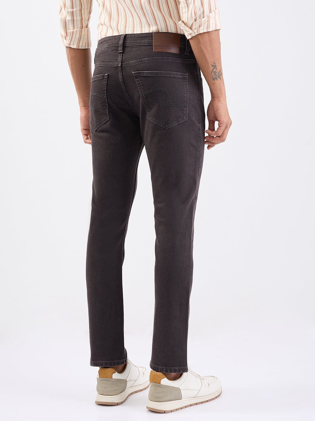 Spykar Chocolate Brown Mid Rise Regular Fit Casual Jeans For Men