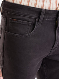 Men Jeans Regular Fit Brown Mid Rise