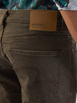 Men Jeans Regular Fit Green Mid Rise