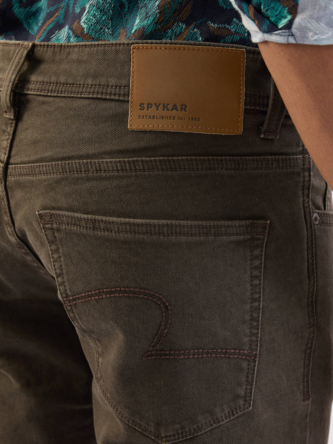 Men Jeans Regular Fit Green Mid Rise