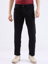 Men Jeans Regular Fit Black Mid Rise