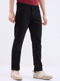 Men Jeans Regular Fit Black Mid Rise
