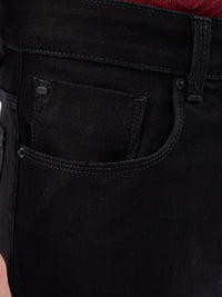 Men Jeans Regular Fit Black Mid Rise
